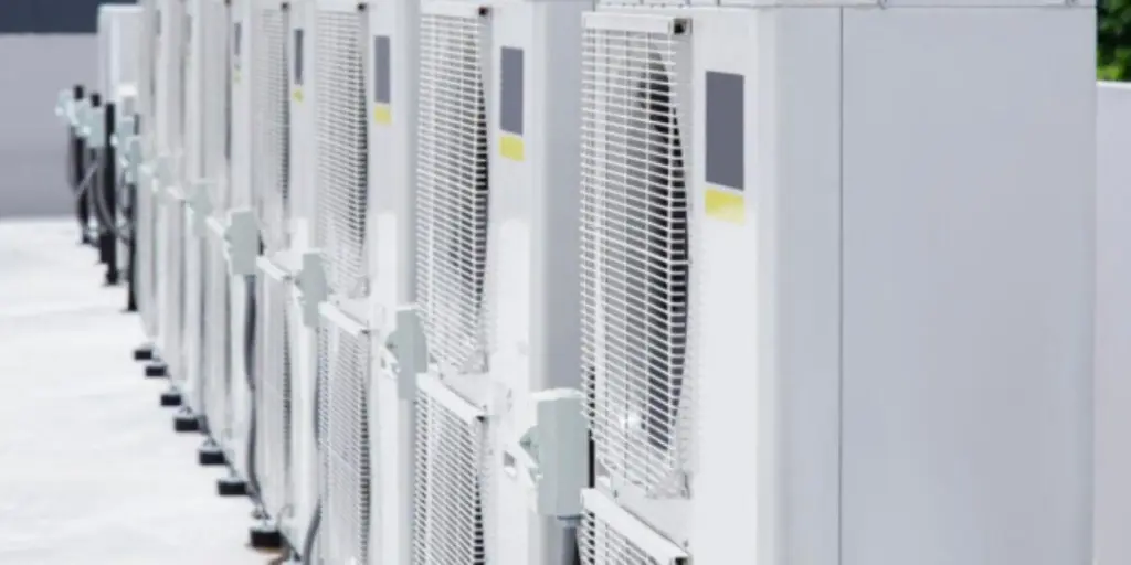 A row of CRAC units in a commercial installation